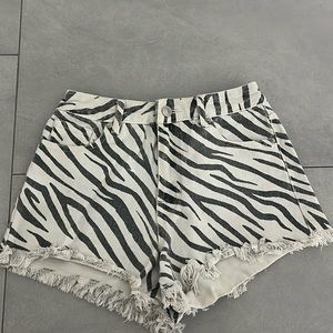 Zebra Print Jean Shorts